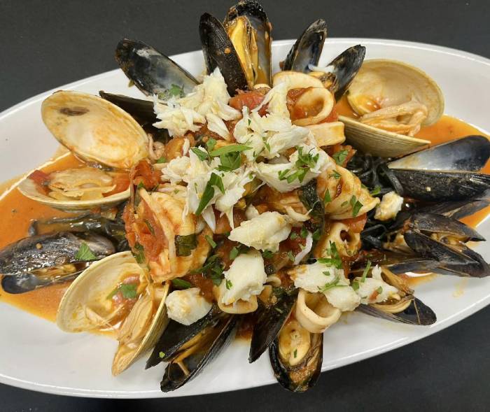 Seafood pasta linguine at Galliano Italian Restaurant Wine Bar Maple Lawn 